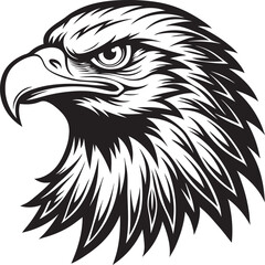 Obraz premium Minimalist eagle head silhouette vector in black, great for cutting machines like Cricut or Silhouette, Wildlife Silhouette Vector.