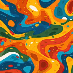 Abstract colorful swirls and blobs, vibrant hues blend seamlessly