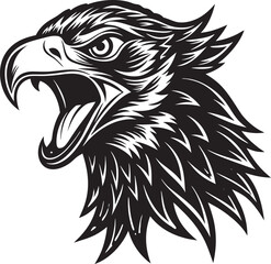 Minimalist eagle head silhouette vector in black, great for cutting machines like Cricut or Silhouette, Wildlife Silhouette Vector.