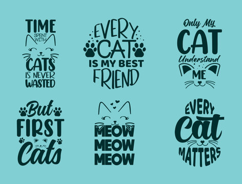 Adorable cat-themed illustrations designed to brighten kids' outfits and tees