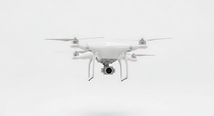 Flying Generic Drone in White Studio Setting for Aerial Photography