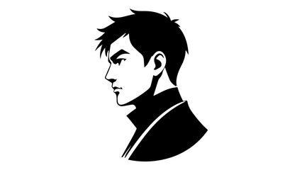 black and white shape of a cool person from side view vector illustration