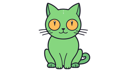 scary alien green cat with yellow eyes vector illustration