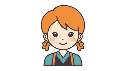 cute smiling girl vector illustration, cute girl with orange hair vector illustration