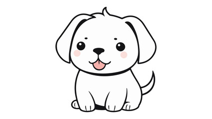cute little bit serious puppy with tongue out vector illustration