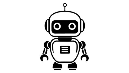 cute cartoon simple shape of a robot silhouette