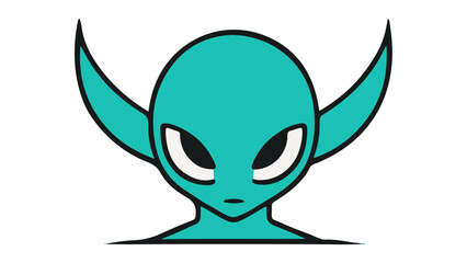angry alien shape with horns and eyes upwards vector illustration