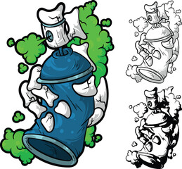 Cartoon spray paint illustration with graffiti style