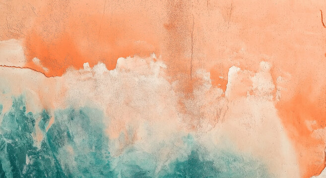 fundo grunge abstrato texturizado com tons quentes de laranja e azul-petr&oacute;leo, efeito cinematogr&aacute;fico vintage com poeira art&iacute;stica e desbotamento
