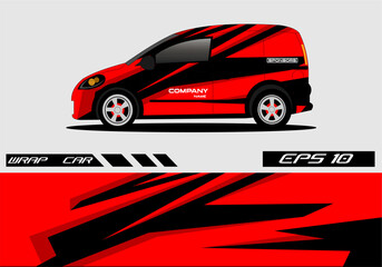 Stylish red and black van wrap design showcasing motion