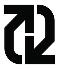 Negative Space H Logo with Bi-Directional Arrows – Minimalist Conceptual Design, Abstract Geometric Arrow Cycle..