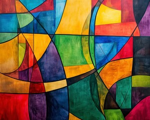 Fototapeta premium Colorful Abstract Geometric Art with Vibrant Shapes and Lines
