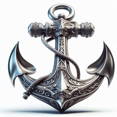 Ornate Silver Anchor with Intricate Metalwork and Rope Detail © Alamin
