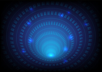AI, artificial intelligence tunnel, technology background.