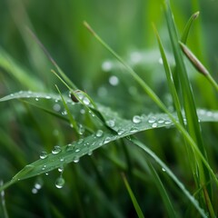 Obraz premium Dew Drops on Grass.