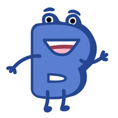 Fun Alphabet, Cartoon character letter B with cute expression. Cute cartoon alphabet character illustration for early childhood education.