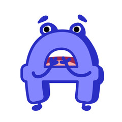 Fun Alphabet, Cartoon character letter A with cute expression. Cute cartoon alphabet character illustration for early childhood education.