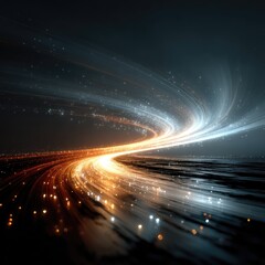 Abstract swirling pathways of light, merging into a cosmic highway.  A dynamic, energetic, and otherworldly image with streaks of light, hinting at speed and vastness