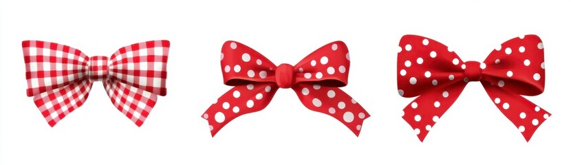 Collection of Red Ribbons with Various Patterns and Textures