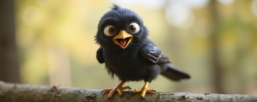 3D Baby Crows Sarcastic Caw