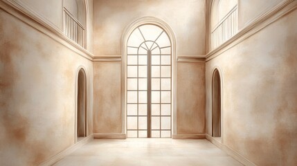 Architectural painting of old town italy holiday vacation scene serene interior viewpoint