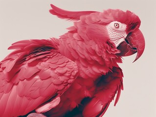 Obraz premium Bright Red Parrot Portrait with Lush Feathers and Intense Stare
