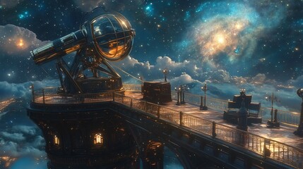 Celestial Observatory: A Steampunk Vision of Starry Nights