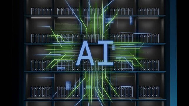 AI data center glows with connection