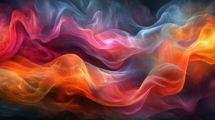 Obraz premium Delicate abstract gradient swirls peach, pastel gray, and baby blue for a dreamy calm