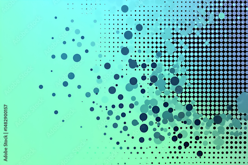 Poster abstract composition featuring gradient background and geometric circular dot patterns