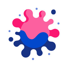 Fototapeta premium Blue and pink splash with rounded drips and blobs