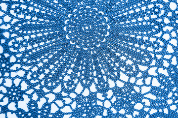 
blue lace napkin with flower