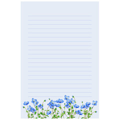 light blue letter with myosotis floral decoration