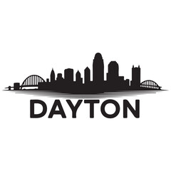 Fototapeta premium Dayton skyline silhouette. Black Dayton, OH city design Vector black silhouette. with white background