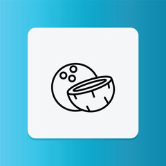 Obraz premium Line icon of a coconut half, representing tropical aroma, hydration, and skincare use.