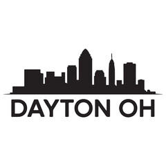 Fototapeta premium Dayton skyline silhouette. Black Dayton, OH city design Vector black silhouette. with white background