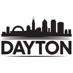 Fototapeta premium Dayton skyline silhouette. Black Dayton, OH city design Vector black silhouette. with white background