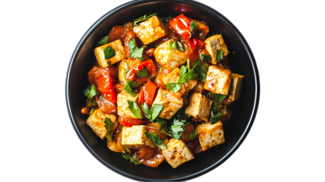 Spicy Tofu Bowl Recipe Vegan  Delicious isolated on transparent background