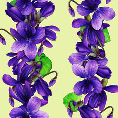 watercolor illustration of pattern of violets