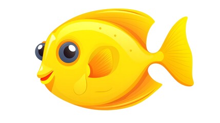 Detailed Vector Illustration of Yellow Tang Cartoon Character Isolated on White Background