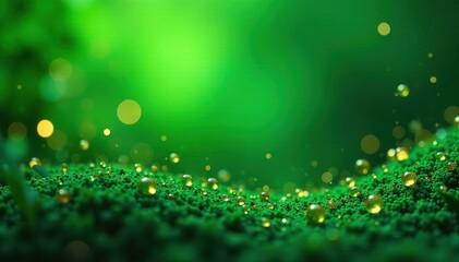 Golden accents on a vibrant green background, abstract design, nature inspired , opulent, tone