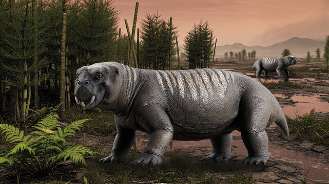 Lystrosaurus Hanging out by some Horsetails