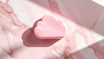 Pink cloud soap mockup on elegant blush marble background for skincare branding

