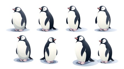 Obraz premium Isometric Penguins Cartoon Vector Illustration for Creative Projects