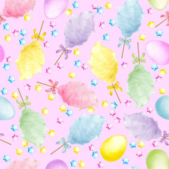 watercolor of cotton candy pattern