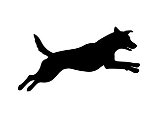 Dog jump silhouette vector flat illustration design.
