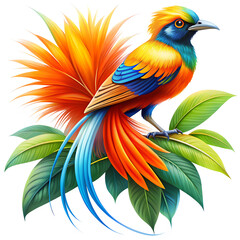 Obraz premium Bright Orange Blue Bird of Paradise on transparent background