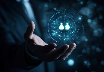 Hand Reaching Out with Digital Network Connections for Collaboration