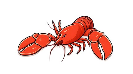 Detailed Lobster Seafood Vector Illustration in Outline Style for Culinary Designs
