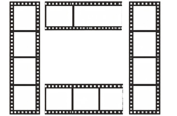  A vector film strip with white frames on a transparent background